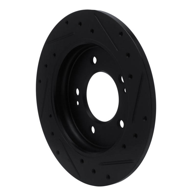 Hyundai Elantra GT Brake Rotor (1) - Rear Left - R1 Concepts - Drilled & Slotted - Black - `17-`25